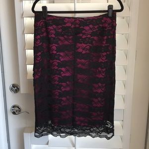 NY Collection Black Lace Skirt